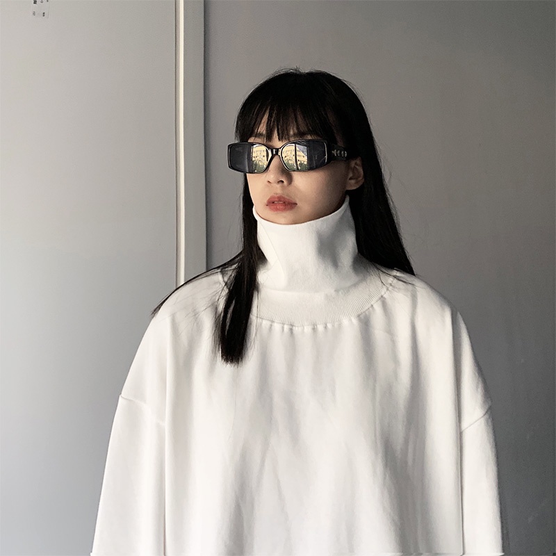 Áo Sweater Cổ Cao Tay Dài Màu Đen/Trắng Ấm Áp Phong Cách Hàn Quốc Thời Trang Cho Nam