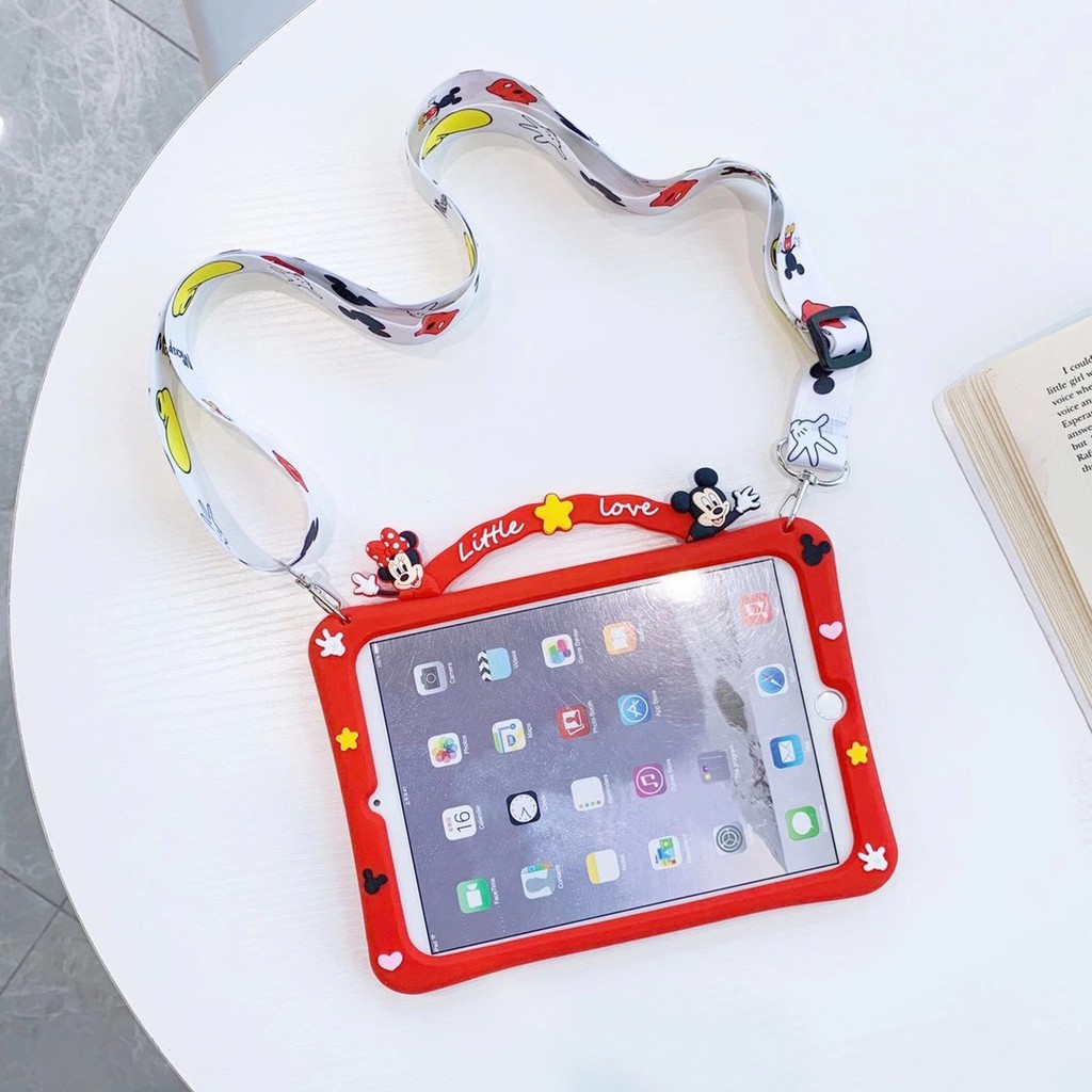 Ốp silicon mềm chống rơi có tay cầm hình chuột Mickey dễ thương cho iPad 5/ipad6/pro//iPad2/3/4/mini5