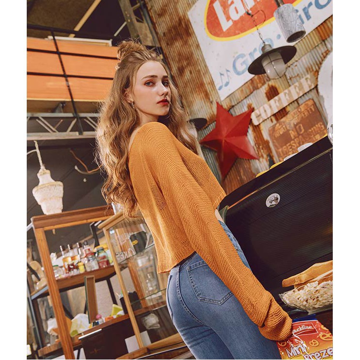 cardigan Áo khoác len mỏng dáng crop top nữ Air Space 2030126009