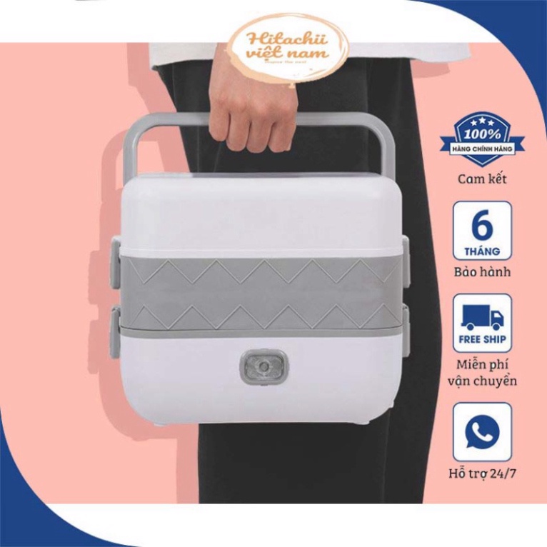 Hộp cơm cắm điện Chefman Chính Hãng Bảo Hành 12 Tháng, Hộp cơm hâm nóng 2 tầng 4 ngăn inox tự nấu chín thức ăn