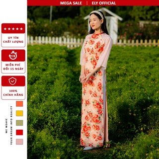 Áo dài cách tân siêu đẹp ELY lụa in nhật cao cấp chất đẹp phom chuẩn ELVI05