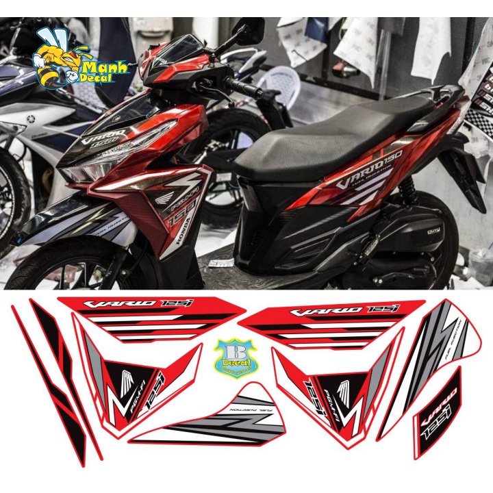 Ten rời xe vario 150 2017 decal 46 dán xe đỏ