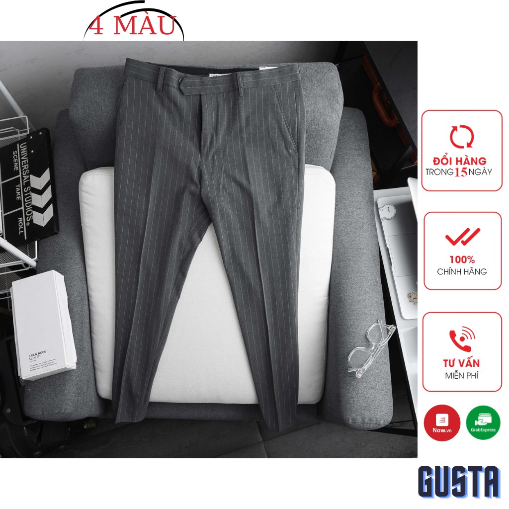 [ 4 Màu] Quần Tây Nam Kẻ Sọc Hàn Quốc Dáng Ôm Công Sở - Quần Âu Nam Đẹp Chuẩn Thiết ,Tôn dáng, Lịch Sự - QA05 - Gusta
