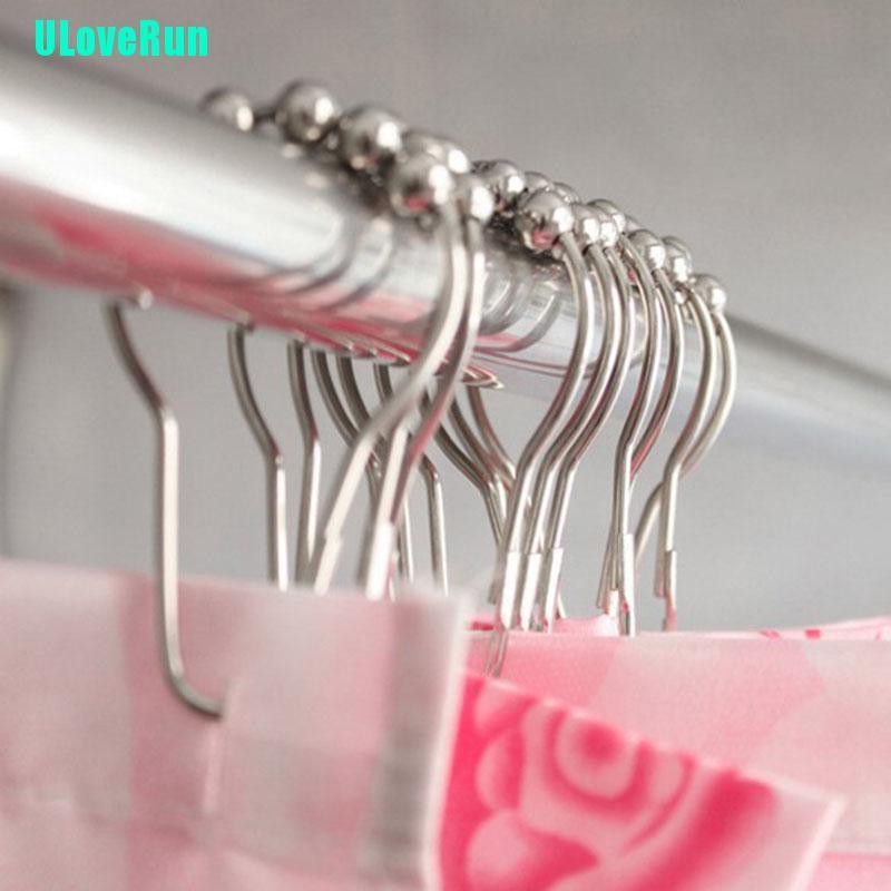 Bộ 12 Vòng Treo Rèm Nhà Tắm 5 Bóng Lăn Bằng Vải Satin Bóng