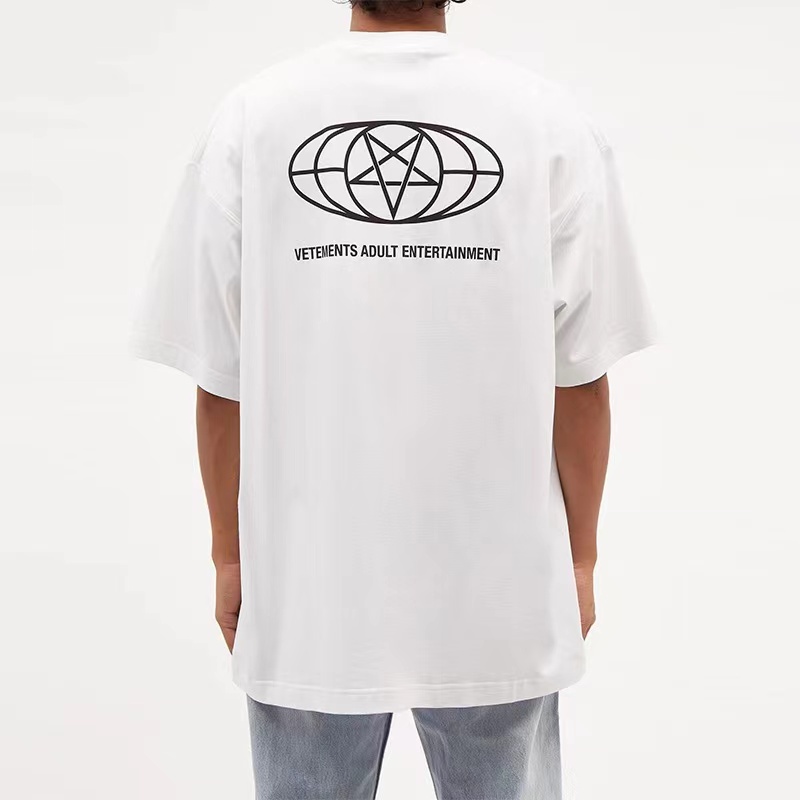 VETEMENTS 2022SS Simple letter pentagram LOGO print loose trend couple short-sleeved T-shirt