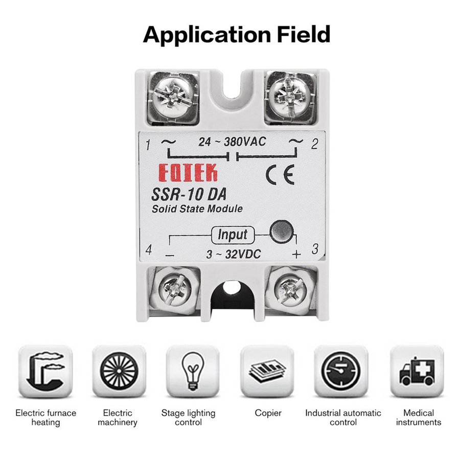 Solid State Relay DC-AC SSR-10A 25A 40A 60A 80A 100A 3-32V DC TO 24-380V AC