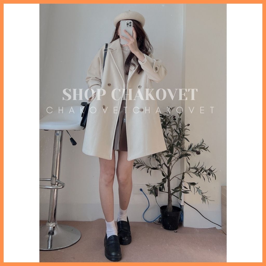 Áo dạ nữ dáng dài cao cấp 2 lớp AD8125 kiểu áo khoác ngoài 4 cúc thiết kế tay đai trẻ trung cá tính thời trang thu đông | BigBuy360 - bigbuy360.vn