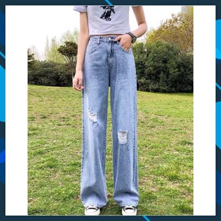 Quần jean bò ống rộng quần jean bò ống suông jeans nữ cạp cao hot 2021