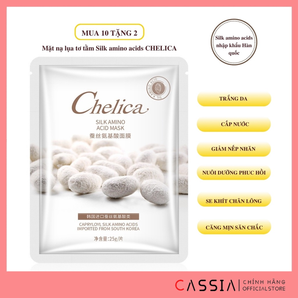 Mặt Nạ Cấp Nước Trắng Da Chiết Xuất Lụa Tơ Tằm CHELICA, Chống Lão Hóa Tái Tạo Da SX0010