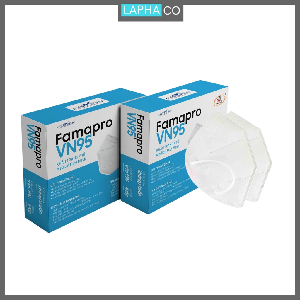 Khẩu Trang Y Tế Kháng Khuẩn 4 Lớp Famapro Vn95 Màu Trắng (10 Cái /Hộp )