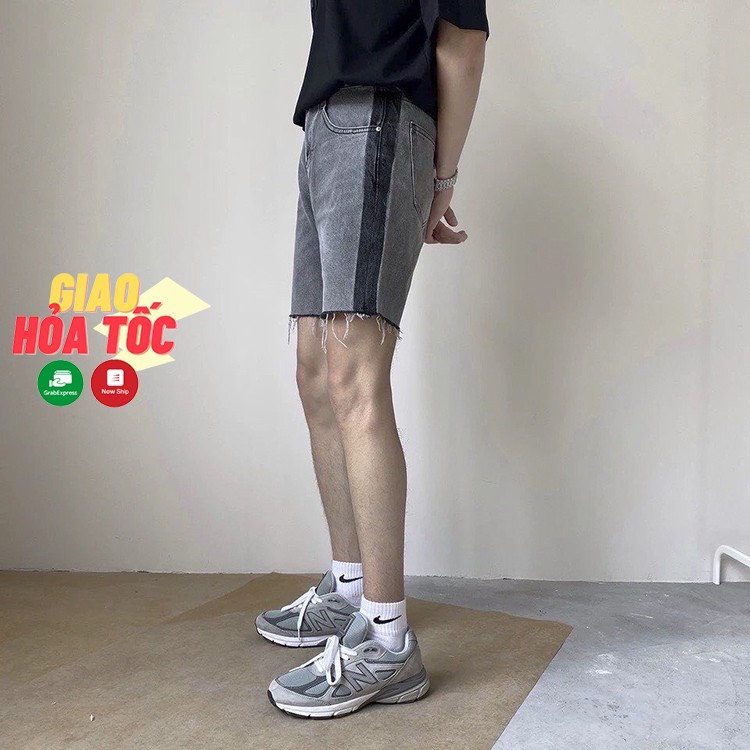 Quần short jean nam unisex Viền Đậm