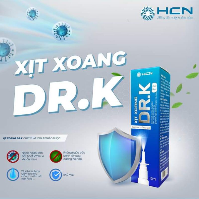 Xịt xoang DR.K 15ml sổ mũi viêm mũi xoang