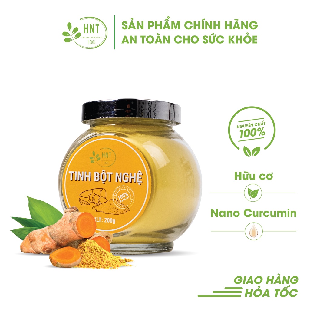 Tinh bột nghệ Nano Curcumin, Đau dạ dày, Phụ nữ sau sinh, Đắp mặt, uống - HNT NATURAL PRODUCT TBN200