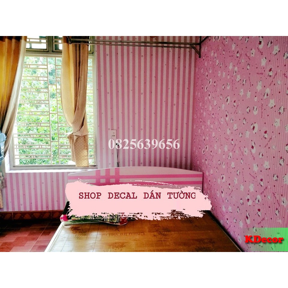 [ẢNH DÁN THẬT] 10m Giấy dán tường KITTY HỒNG có sẵn keo khổ rộng 45cm