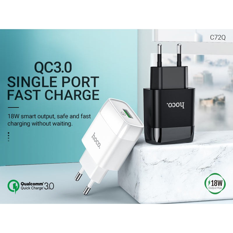 ⚡NowShip⚡ Cốc Sạc Nhanh IPhone 12 Pro Max Chính Hãng 18W Hoco C72Q Củ Sạc Nhanh Điện Thoại Cổng USB Cho Samsung Android