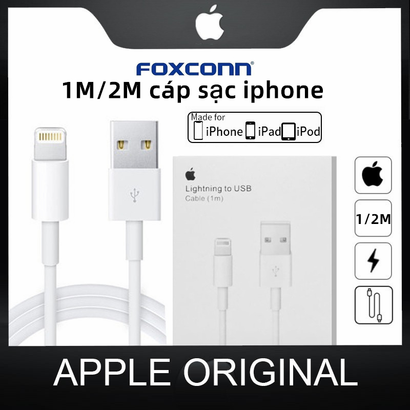 Cáp sạc nhanh Iphone, ipad, ipod không kén máy ko báo lỗi, dây sạt dài 1m truyền dữ liệu nhanh cho