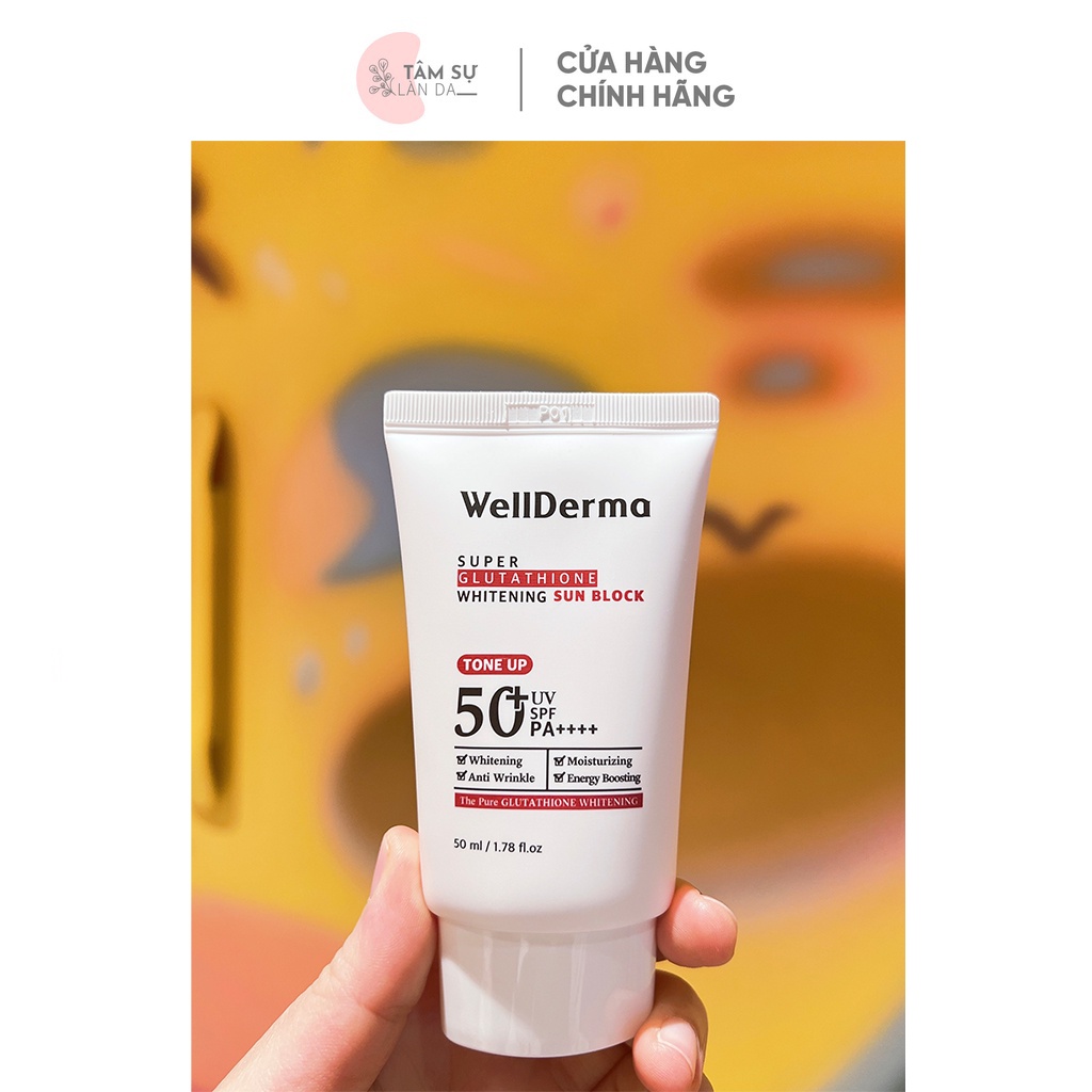 Kem Chống Nắng Nâng Tone WellDerma Super Glutathione Whitening Sun Block Tone Up SPF50+ PA++++  50ml