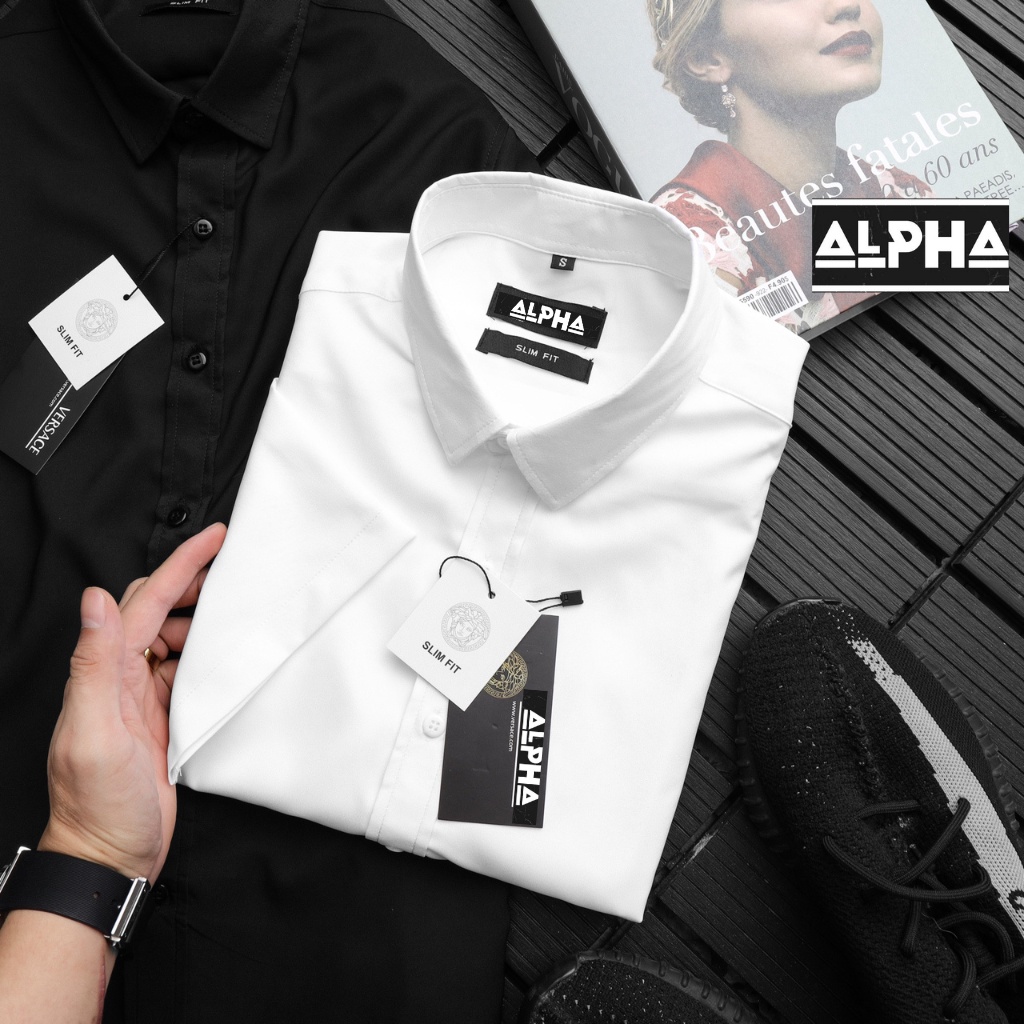 Áo sơ mi nam ngắn tay GEN cổ bẻ hai màu basic chất vải lụa mịn cao cấp GEN08