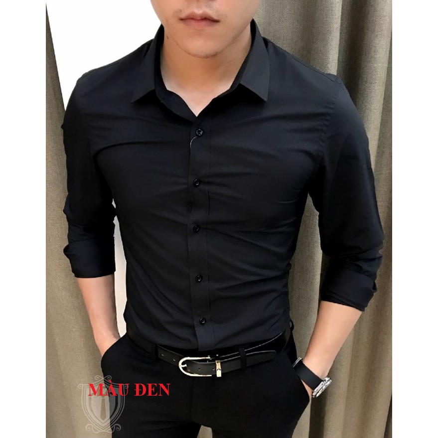 Áo sơ mi nam dài tay Xanh Dương,Áo sơ mi nam trơn không nhăn LADOS-2523