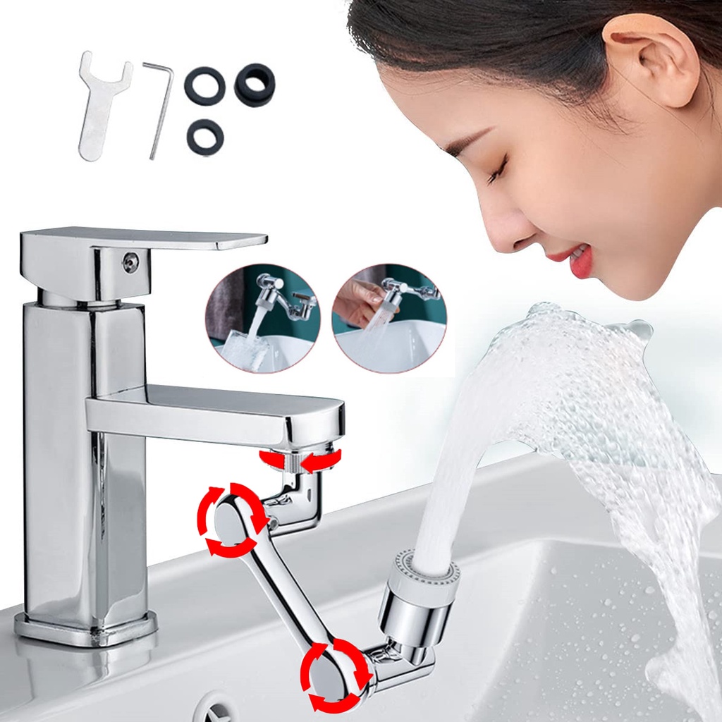 1080° Đầu Nối Dài Vòi Nước Bồn Rửa Chén/Nhà Tắm/Nhà Bếp Có 2 Chế Độ Vòi Nước Và 3 Chế Độ Lọc/Xốp Lắp Đặt