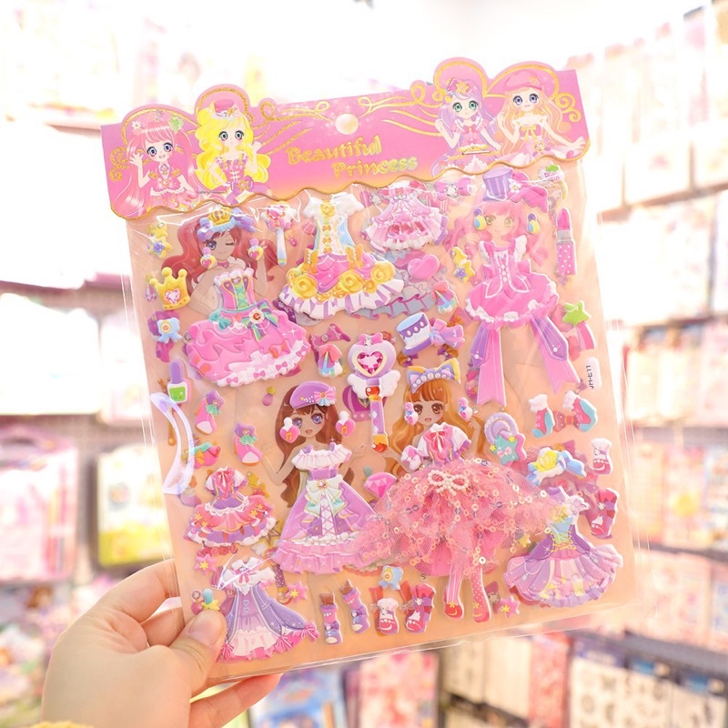 Set 2 lớp sticker  thay trang phục công chúa ,búp bê mẫu mới về cho bé gái
