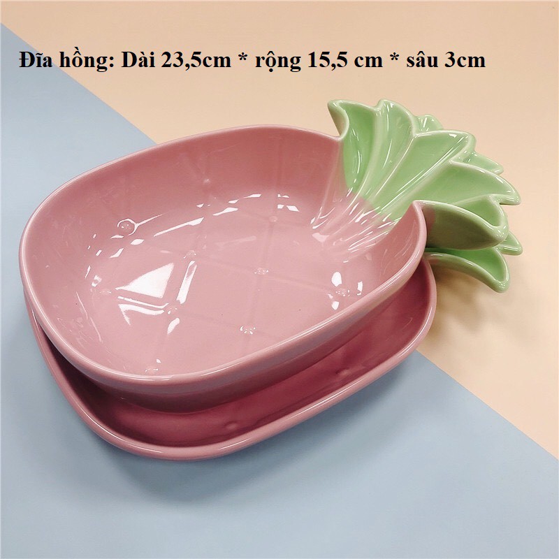 Đĩa Gốm Sứ Tráng Men Hình Trái Dứa