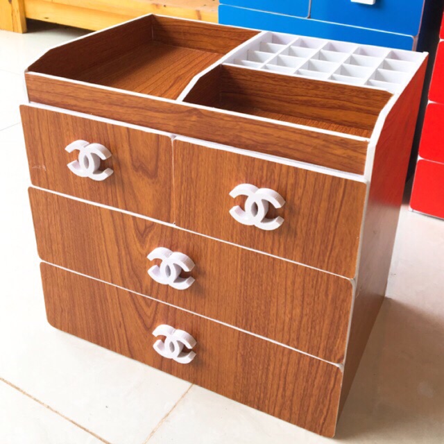 Tủ đựng mỹ phẩm 4 tầng màu gỗ