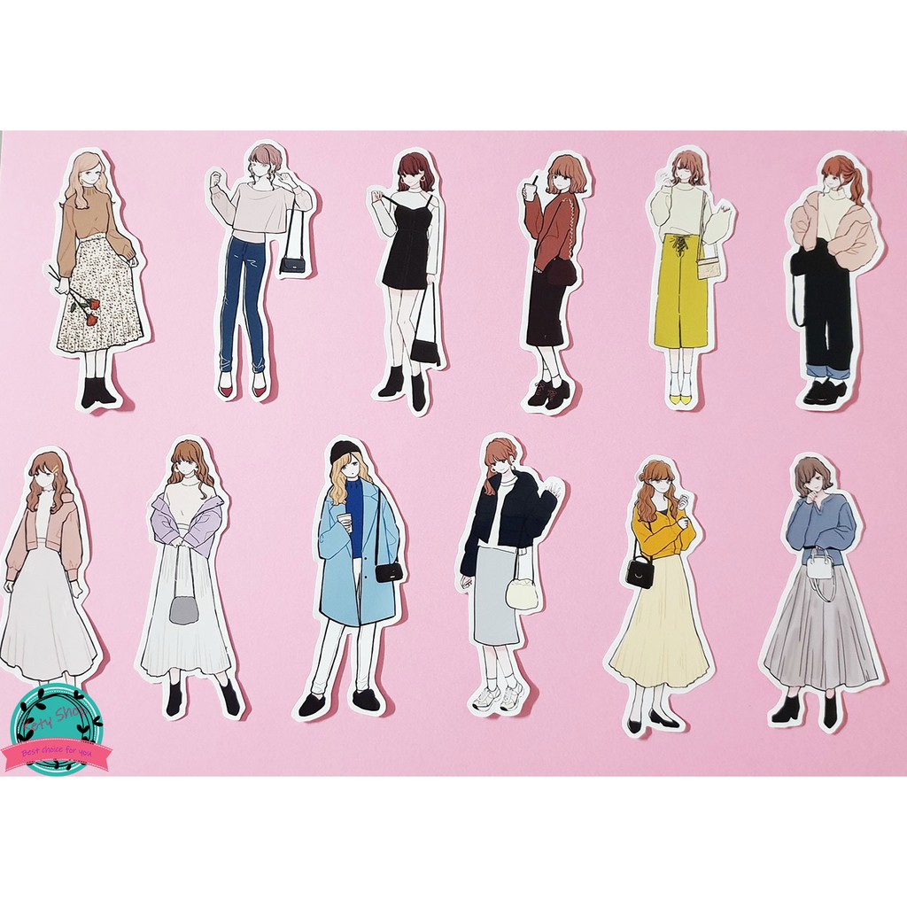 [ẢNH THẬT] Set 37 sticker Ulzzang girl - Những cô gái với phong cách thời trang Hàn Quốc