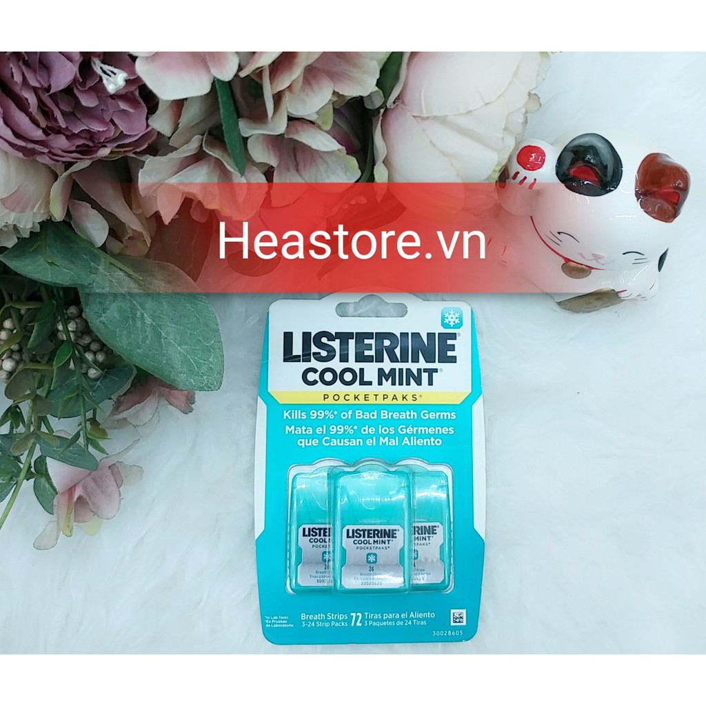 MIẾNG NGẬM THƠM MIỆNG LISTERINE POCKETPAKS COOL MINT 72 MIẾNG (XANH DƯƠNG)