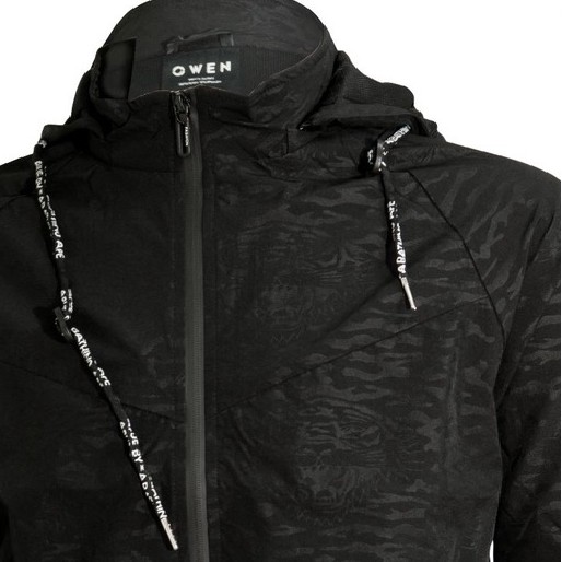OWEN - Áo khoác gió nam 2 lớp màu đen JK 81118