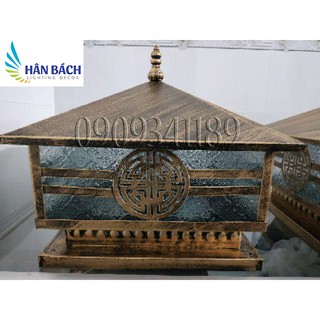 Đèn găn đầu cột quanh nhà hàng rào màu đồng giả cổ D350