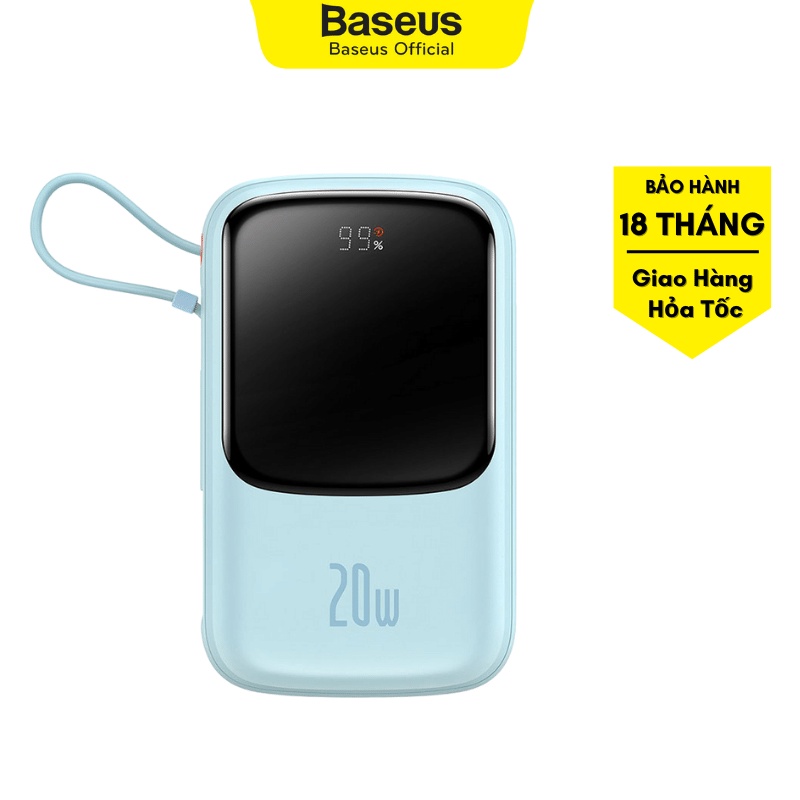 Pin dự phòng sạc nhanh cổng L Baseus Qpow Pro Digital Display 10000mah 20W| Tặng thêm cáp TypeC 3A 30cm - BH 18 tháng