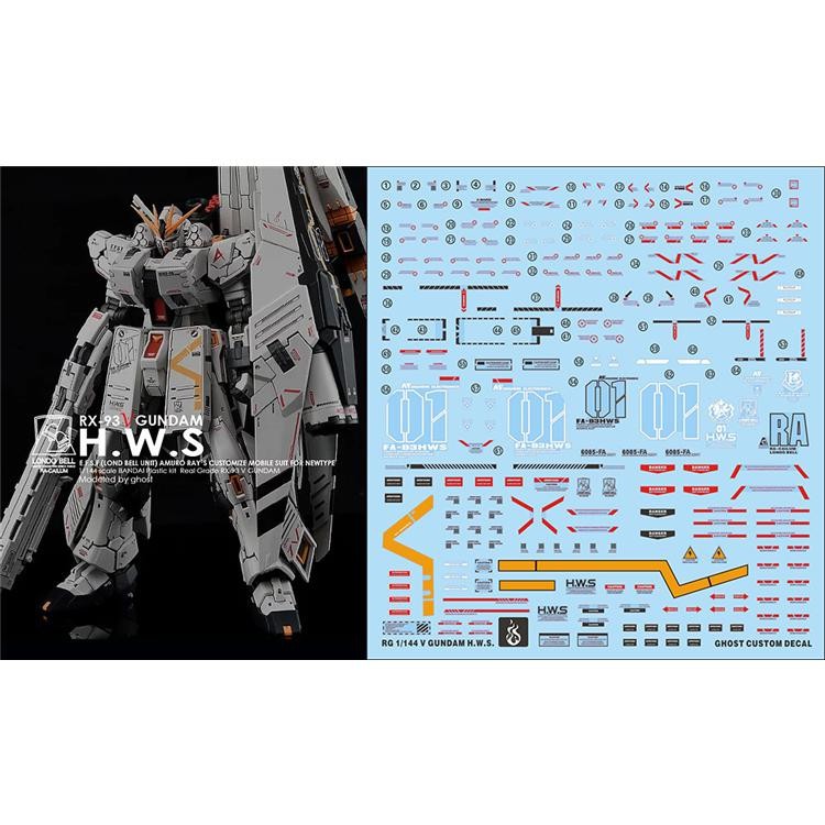 Decal nước cho mô hình lắp ráp RG Nu HWS Gundam