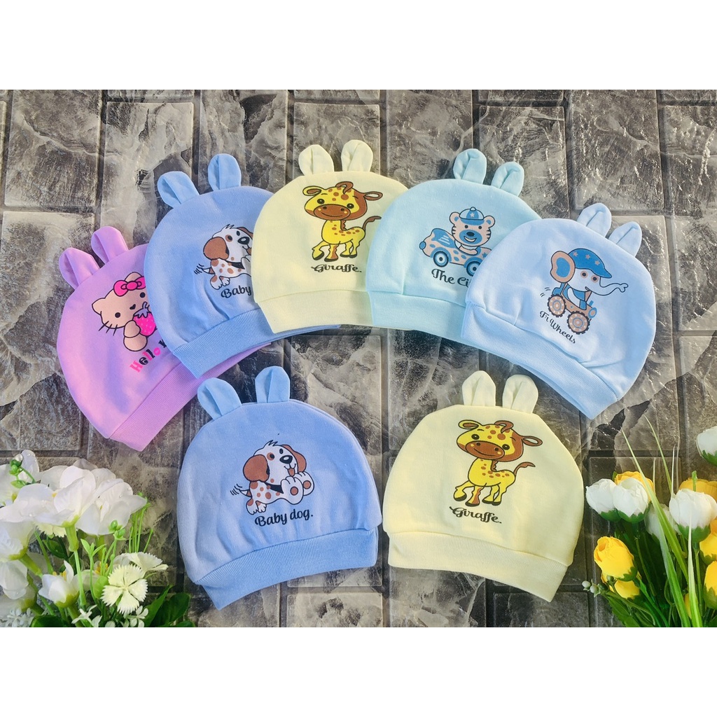 (1 chiếc) Mũ sơ sinh cotton cho bé nhiều mẫu (Hàng Việt Nam)