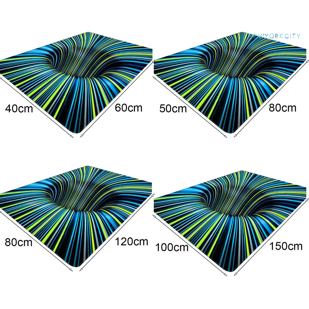 Thảm Polyester Chống Trượt Họa Tiết Hình Học 3D Trang Trí Phòng Ngủ