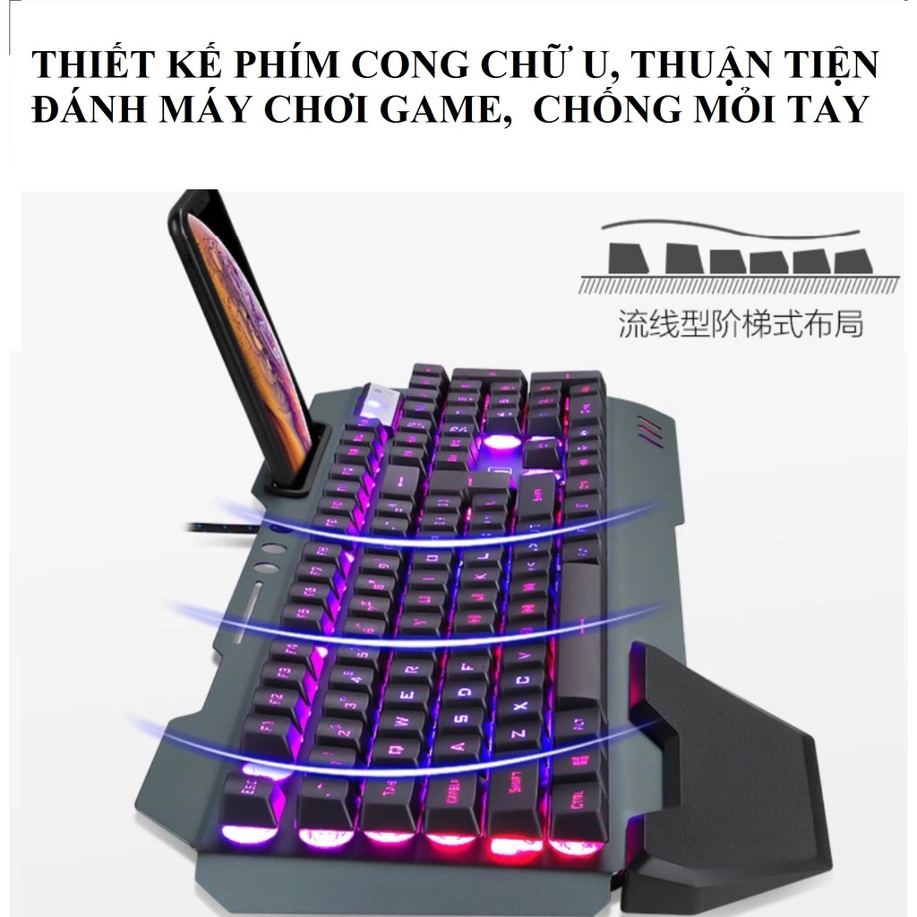 [ BẢN CAO CẤP] Bàn Phím Gaming, Bàn Phím Máy Tình K618 Led Đổi Màu 16 Chế Độ Siêu Đỉnh [CÓ BẢO HÀNH]