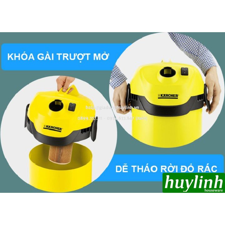 [Mã 159ELSALE hoàn 7% đơn 300K] Máy hút bụi Khô và Ướt Karcher WD2 Cartridge - Tặng kèm bộ 5 túi lọc bụi giá 220.000