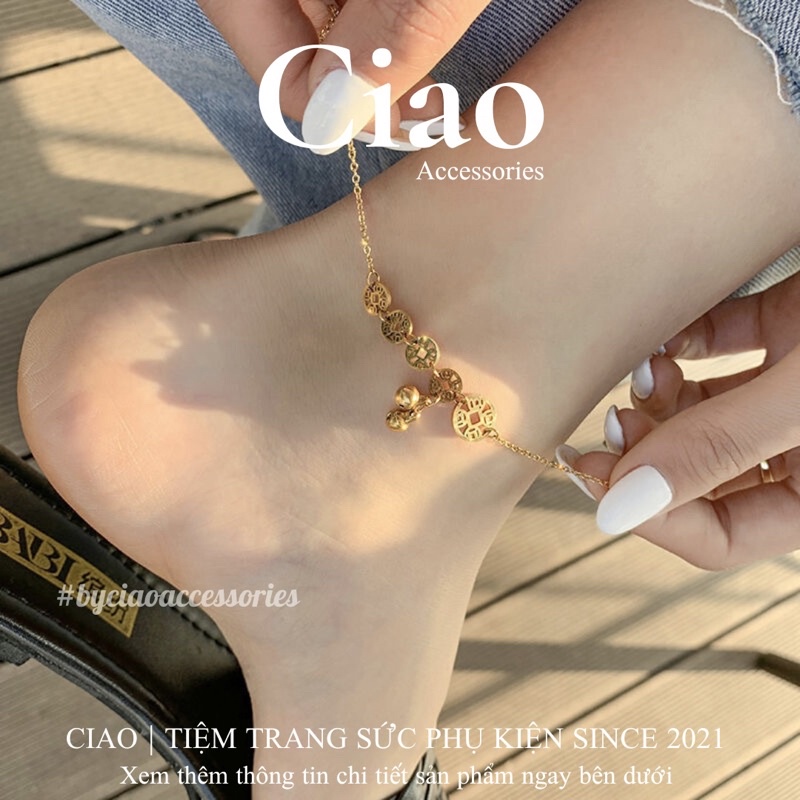 Vòng chân/ Lắc chân titan không gỉ thiết kế đồng xu tinh tế Lucky Money Ciao