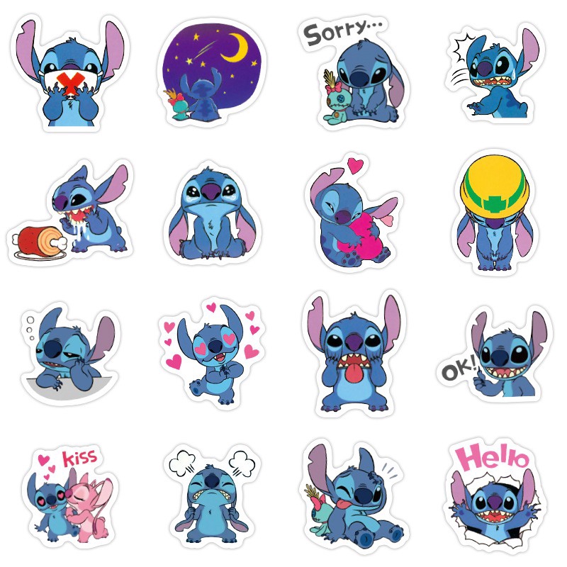 Set 100 miếng sticker hoạt hình Stitch dán trang trí đáng yêu