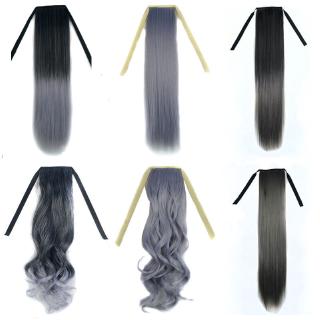Tóc đuôi ngựa giả 55cm màu đen xám ombre thời trang cho nữ