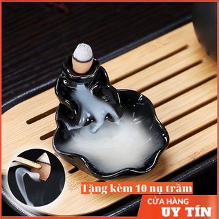 Thác khói trầm hương MẪU LÁ SEN CUỘN tặng 10 nụ trầm