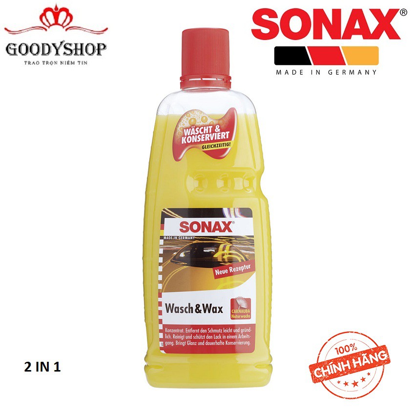 [Nước Rửa Xe Kết Hợp 2 IN 1] Wax Bóng Sơn Sonax Wash & Wax 1000ml GOODYSHOP