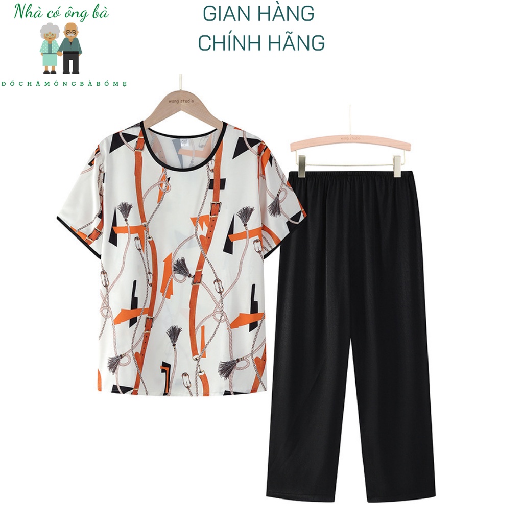 (Hình thật) Bộ quần đen áo màu cho bà, mẹ đi chơi quần áo trung niên quần áo cho người già trẻ trung mát mẻ