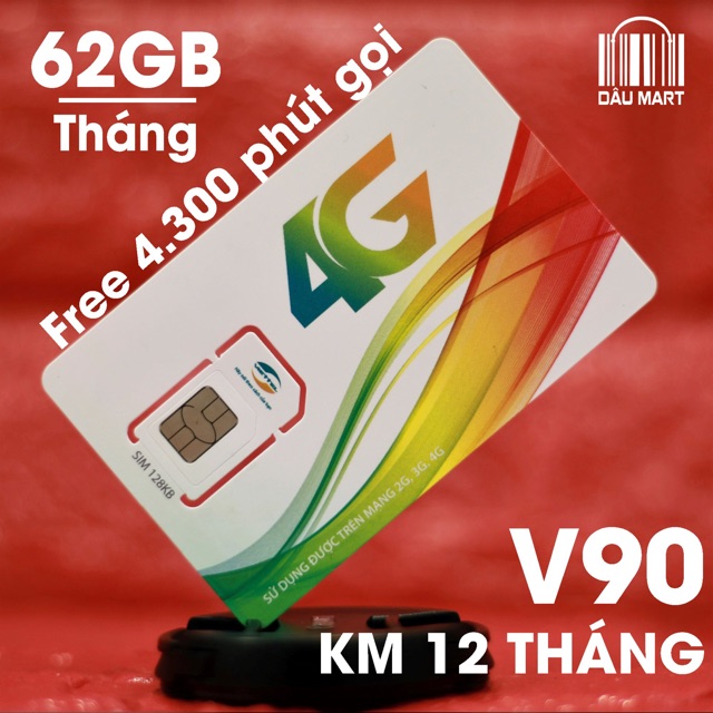 SIM 4G Viettel V90 Tặng 62GB/Tháng + 50 Phút gọi ngoại mạng + Gọi nội mạng miễn phí