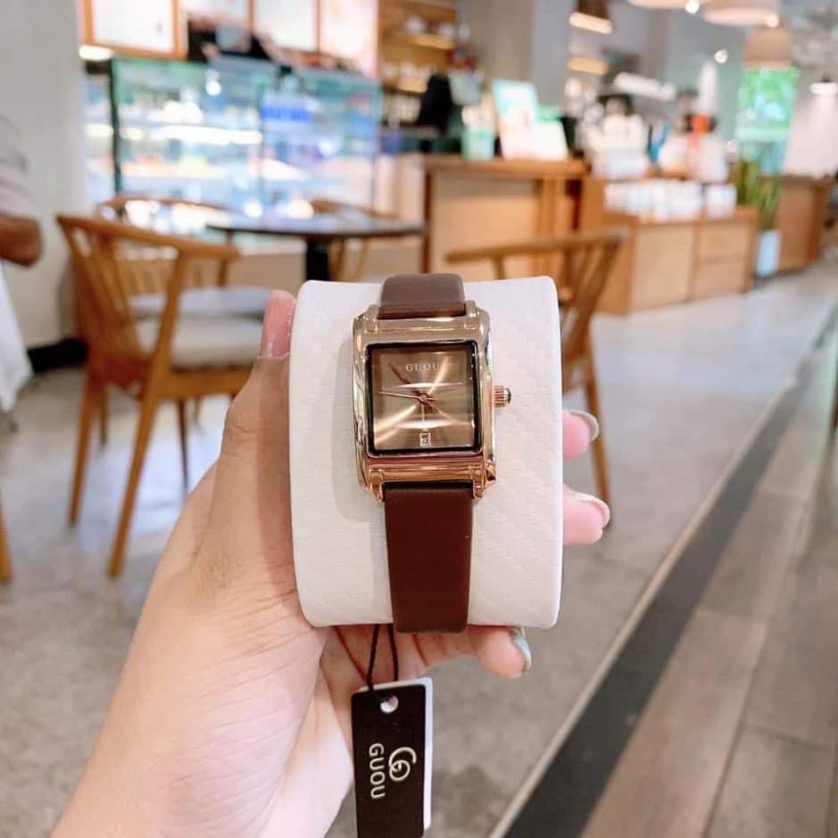 Đồng hồ nữ Guou vuông dây da mềm mịn, size mặt 26mm , phong cách hàn quốc , bảo hành 12 tháng ( Shop chuyên sỉ )