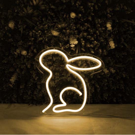 Đèn led neon hình con thỏ | 22x22 cm | Đèn led neon theo yêu cầu trang trí decor quà tặng cực chất