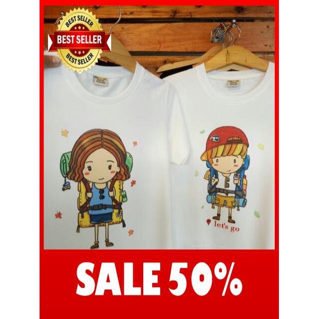 Áo Thun Chibi Cặp Đôi Đi Phượt Đi biển Vải Thái S244