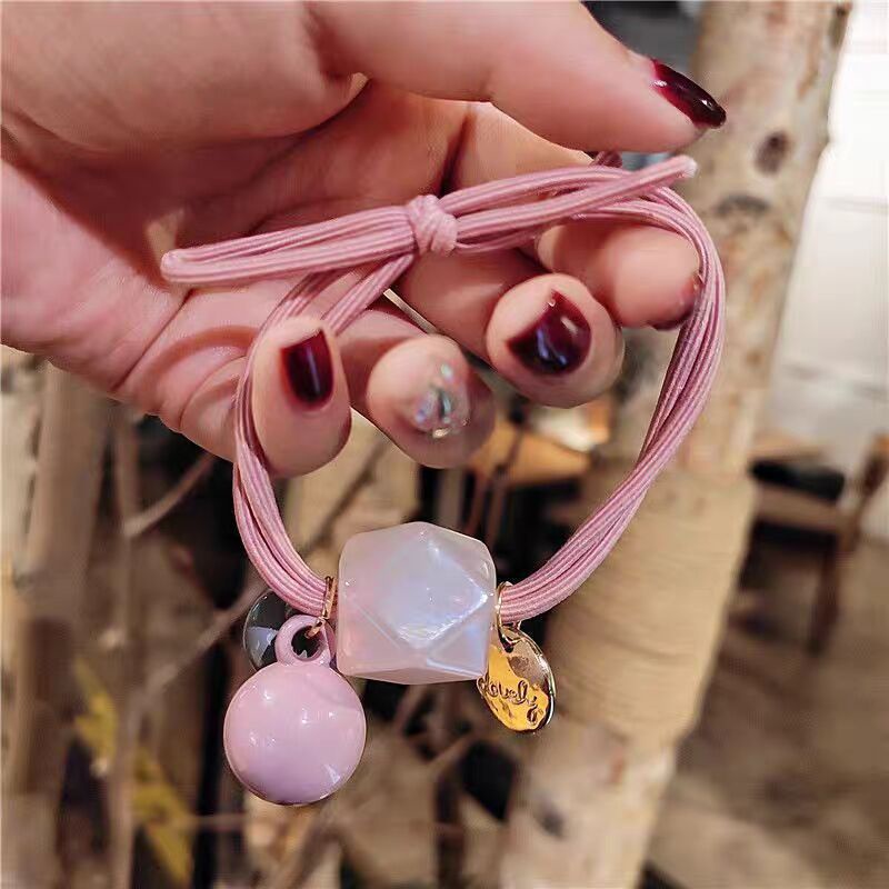 Dây buộc tóc co giãn đính hạt đá nhiều màu phong cách Hàn Quốc thời trang cho nữ