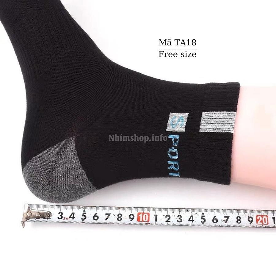 Tất nam Sport cổ cao cotton co giãn thoáng khí kháng khuẩn mang mùa hè đi làm chạybộ thời trang phong cách Hàn Quốc TA18