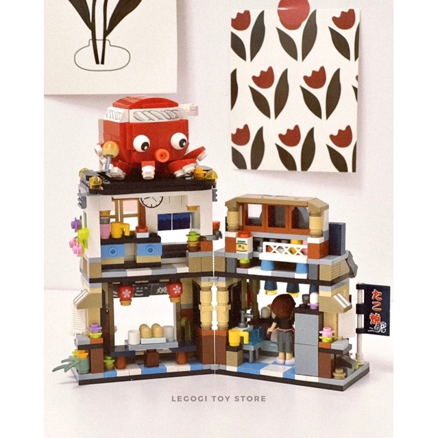 Đồ chơi xếp hình Legogi CỬA HÀNG TAKOYAKI NHÀ KEM QUÁN NHẬU NHẬT HẢI SẢN QUÁN LOZ MINI mô hình lắp ráp lắp ghép